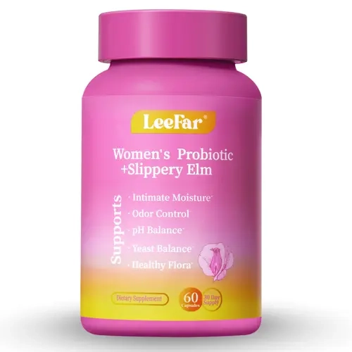 LeeFar Her Juicy Feminine Probiotics Capsules – All-in-One Formula with Slippery Elm, Prebiotics &  Probiotic Blend for Women's pH Balance & dryness– 60 Capsules