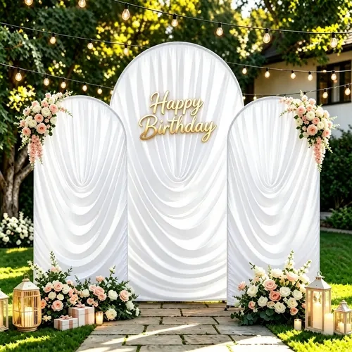 Draped Pleated Spandex Arch BackdropCover,Reusable Wrinkle-Free Soft Fabric DrapedBackdrop for 6FT/7.2FT Arch Frame，Wrinkle Free ElegantBackground for Wedding Ceremony Birthday PartyPhotoshoot Decor,fallhomedecor,halloween decor 2026,halloween decor
