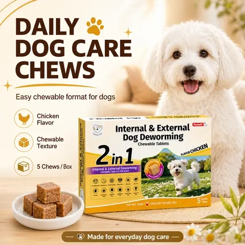 Cassiel Pet 5 Count Chicken Flavor Soft Chews for Adult Dogs, Daily Dog Care Treats, Easy to Feed Chewable Pet Snacks, 5 Chews per Box