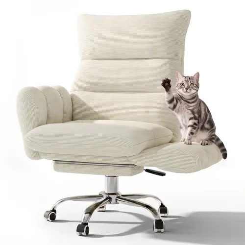 Homrelexa Criss Cross Office Chair - Soft Adjustable Armrests, Comfy Seat & Back, Reclining Computer Gaming Chair with Footrest, Back-to-School Office Furniture, Criss Cross Chair