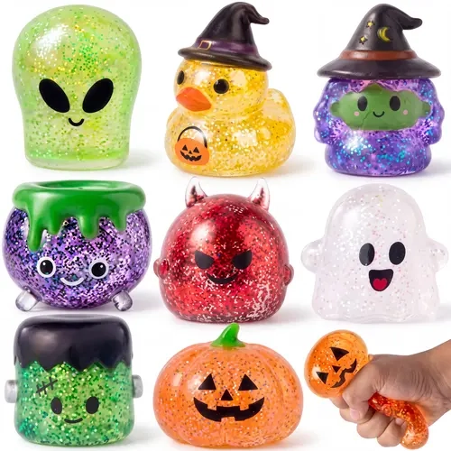 Halloween Stress Relief Toys, 1pcs/3pcs/8pcs, 8 Designs Squishy Party Favors，Slow-rebound maltose squishy toys" . ideal for Halloween party gifts