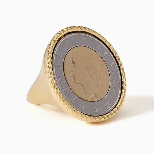 David Markstein Bronze 500 Lira Coin Upscale Ring