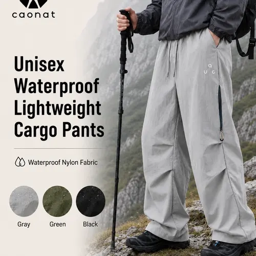 CAONAT Unisex Outdoor Hiking Pants for Men & Women, Lightweight Water-Resistant Quick-Dry Stretch Pants, Relaxed Fit with Elastic Waist & Adjustable Cuffs, Gorpcore Casual Trousers