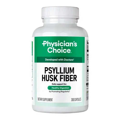 Physician's Choice Psyllium Husk Fiber - Digestive Health, Regularity, Healthy Blood Sugar & Heart Health - Vegan Fiber Supplement - 300 Capsules
