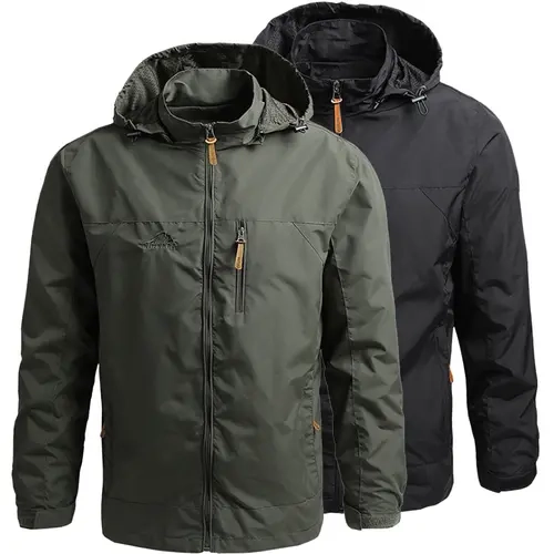Men's Lightweight ArmyGreen detachable Hooded Zipper multi-Pocket Casual Windbreaker Jacket Coat Hiking Outdoor Daily Spring Autumn