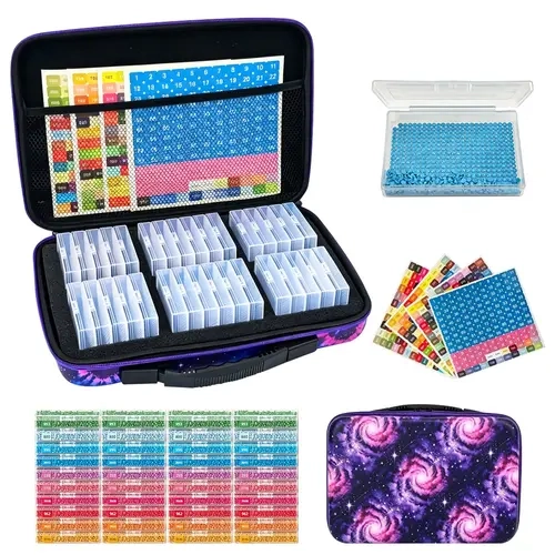 Large Capacity Diamond Painting Storage Box, 32 Detachable Bead Trays, Portable Organizer, Ideal for Diamond Art Kits, Perfect for Craft Enthusiasts