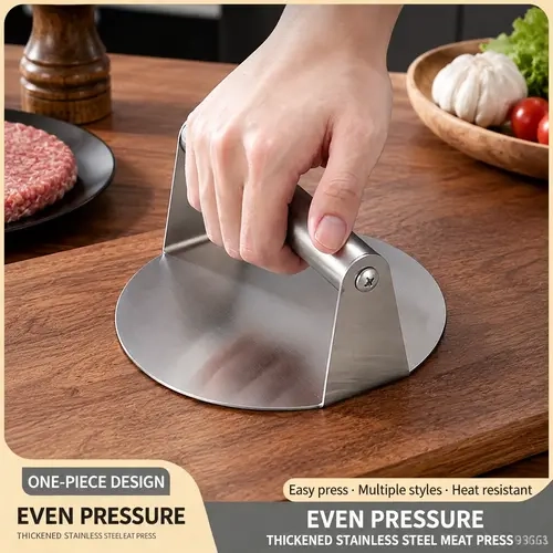 Stainless Steel Cookware Burger Press - 4.72 in Round Non-Stick Smash Smasher for Blackstone/Flat Top Grill, Ideal for Burgers, Bacon, Dishwasher Safe