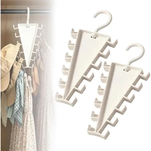 V Shaped Double-Sided Closet Organizer Hanger, 360° Rotatable Space Saving Clothes Hanger Organizer, Multi-Layer Vertical Storage Rack with 12 Hooks for Shirts, Jackets, Pants