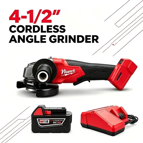 NiuWork 4‑1/2 Inch Cordless Angle Grinder, Compatible with M18 Batteries, Ideal for Metal Cutting Grinding Polishing DIY & Industrial Use toolupgrade