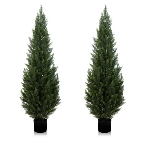 3/4/5FT Artificial Cedar Trees - 2-Pack of Realistic Green Coniferous Trees for Home Decor and Office SettingsChristmas Porch Decorations Christmas Porch Decorations