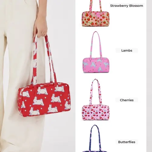 Nylon Bowler Bag, Regular Shoulder Bag, Top Handle Tote Bag with Key Leash, Casual Commuter Work Bag, Fashionable Handbag for Everyday Use