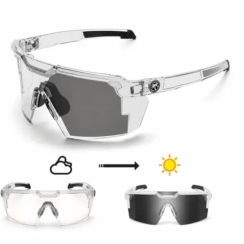 New High-Quality Photochromic Sunglasses — Square Single-Lens Design, Unisex Cycling Shades, UV400 Protection, Z87+ Certified