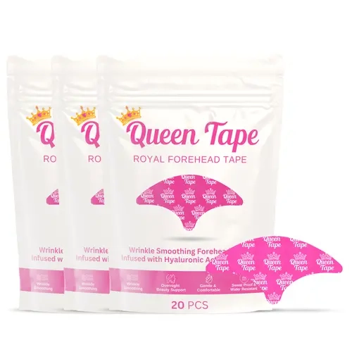 Queen Royal Forehead Tape – (3 Packs) Wrinkle Smoothing Overnight Forehead Tape Skincare Infused Anti-Aging - Smooth Forehead, 11's, Crows Feet, (20 PCS)
