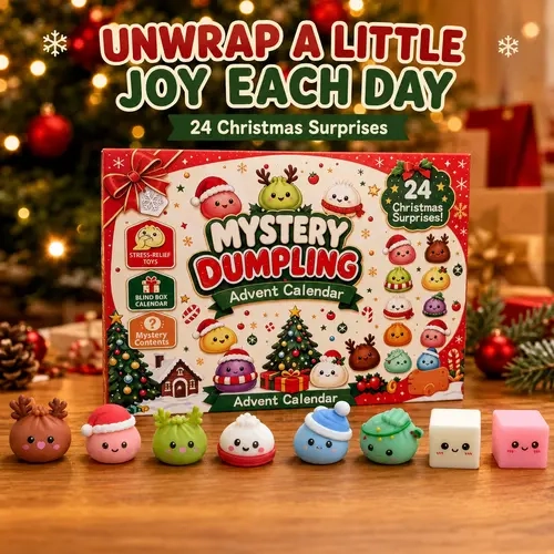 Christmas Mini Squishies Advent Calendar 2026, 24-Day Dumpling Squishy Toy Countdown Calendar with Glitter Squeeze Toys, Holiday Gift for Kids
