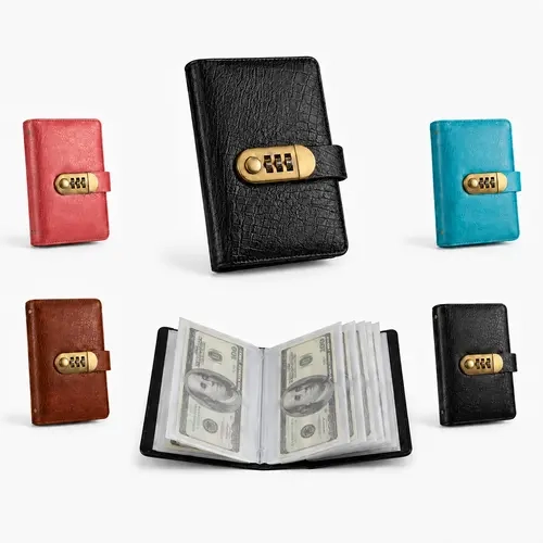 100-Transparent-Pocket Currency Collectors Album Top-Grade PU Leather Password Lock Durable Material Secure Protection Large Capacity Storage High Clarity Sleeves Banknote Binder Gift-Ready Office Accounting Supplies-MM