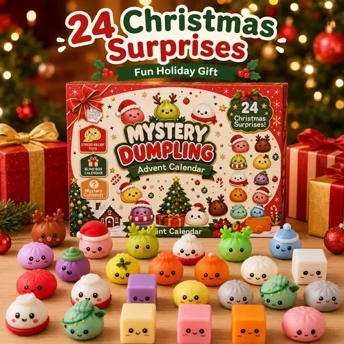 Christmas Mini Squishies Advent Calendar 2026, 24-Day Holiday Countdown Fidget Stress Relief Set, Cute Dumpling Squeeze Figures for Indoor Recreation, Stocking Stuffers, Xmas Party Favors, Small Surprise Gifts for Kids Teens Adults,sohochic