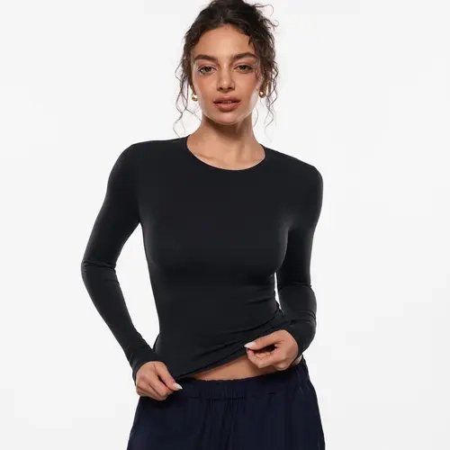 INLYRIC Women's Long Sleeve T-Shirts Crew Neck