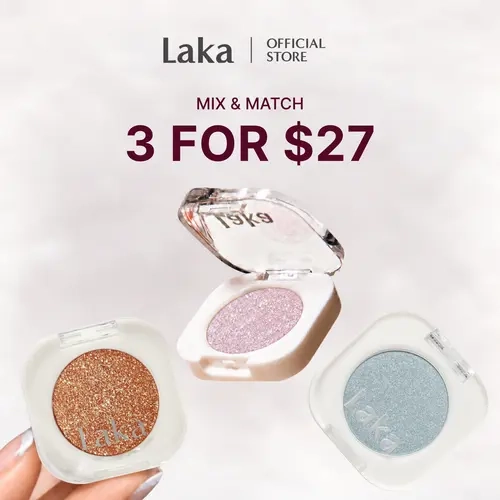 [Laka] [New] Mono Eyeshadow — High-Pigment Glitter, Soft Shimmer to Bold Sparkle, Comfortable Crease-Free Wear, Vegan Formula