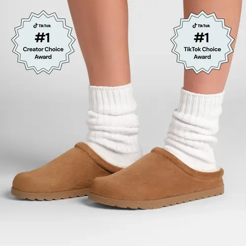 Comfrt | Weekend Slipper | Faux Suede Slip-On With Sherpa-Lined Cushioning