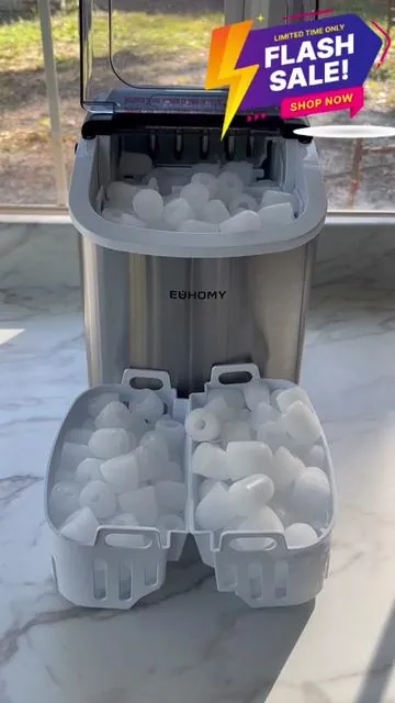 Euhomy Portable Ice Maker. Igloo Ice. Bullet Ice. Cloudy Ice.    #iceeating #asmr #icetok #fyp  #watertok #icecube #cravings #sonic #icemaker #goodice 
