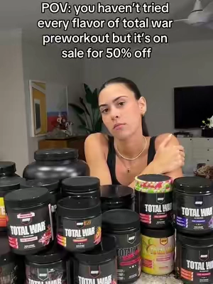Life mission is to try every flavor of total war preworkout existant 🚨ON SALE NOW 50% OFF🚨 #GymTok #Fitness #gym #tiktokshop #ttsacl #sale #preworkout #redcon1 #totalwar #fypage 