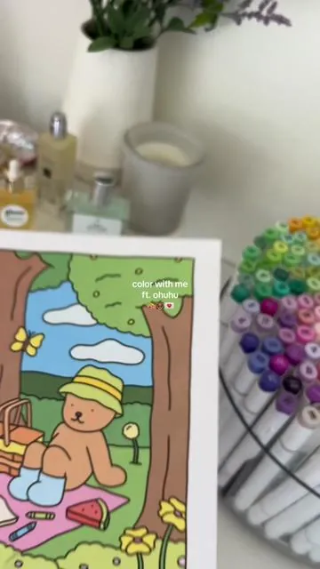color with me ft @Ohuhuart 🧸🎨🫶🏼 #ohuhu #ohuhumarkers #adultcoloringbook #colorwithme #bobbiegoods