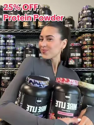 My favorite protein powder is 25% off on tiktok shop right now till tomorrow!!! Get it while you can and lmk yoyr favorite flavor 😋 #GymTok #tiktokshop #sale #supplements #proteinpowder #gym #proteinshake 