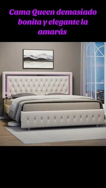#Camas con luces led    #Camasconluzledviraldetiktok. #Marco de #cama LED #AMERLIFE con luces Led Cabecero ajustable Botón de terciopelo Acentos de espejo con mechones/acrílicos, No se necesita resorte de caja                            #AMERLIFE LED Bed Frame with Led Lights Adjustable Headboard Velvet Button Tufted/Acrylic Mirror Accents, No Box Spring Needed