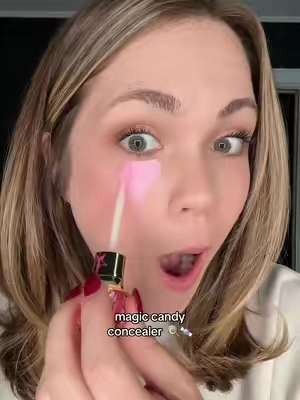 Shocked by this pink concealer in the best possible way. 🍬#jeffreestarcosmetics #magiccandy #jeffreestar #makeuphacks #concealerhack 