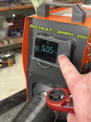 Vevor diesel air heater performance. 1 - 10 heat levels - 500 degree heat exchange temp, 250 degree air exiting the heat duct, and 37mph velocity at level 10. These units produce big heat for an inexpensive price. #dieselheater #heater #vevorheater #dieselheateroutput #shopheater #campheater #emergency #backup #gibsonmadeworkshop 