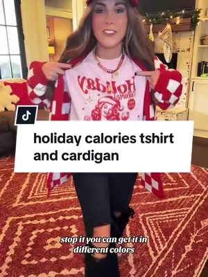 Loving this lil holiday fit bc im a firm believer that holiday calories dont count! ❤️💗💕✨🫶🏼 #calories #christmastok #holidayfinds #momfashion #momfit #OOTD #outfitinspo #comfortcolors #tshirt #festive #tiktokshopblackfriday 