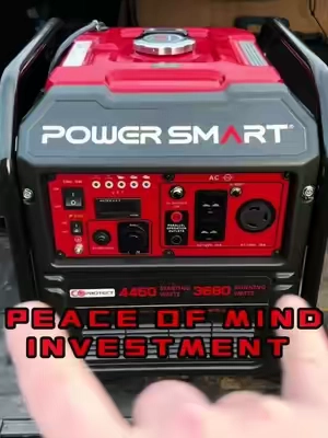 Invest in your home and your family with this 4450 watt generator. Large enough to power all of your home essentials simultaneously - refrigerator, coffee maker, hair dryer, deep freeze, 110 heater, portable air conditioner, fans, and lights. #generator #electricity #backup #storm #power #powersmart 