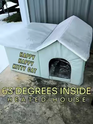 Keep your cats and small dogs warm and happy with this heated pet house by Vevor. See video 1 for more details. #heated #pet #cathouse #doghouse #happy 