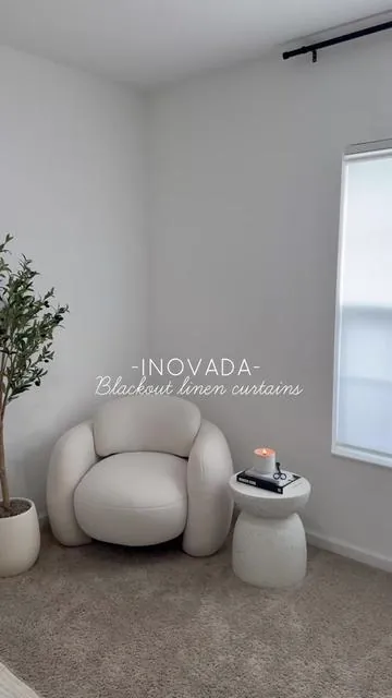Upgrade your space with these aesthetic and modern linen blackout curtains, high quality a budget friendly price!✨🤝🏼 @Inovaday  #inovadaycurains #inovaday #homedecor #bedroomdecor #neutralhome #neutraldecor 