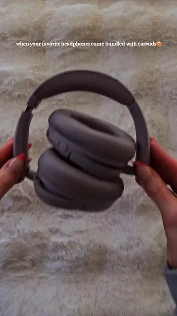 My favorite noise canceling headphones with cloud foam ear cups! They are super comfy to wear especially if you wear glasses! The earbuds are also awesome and super easy to connect. I love that the charging cable is integrated into the case😍 #tiktokshopjumpstart #tiktokshopjumpstartsale #headphones #earbuds 