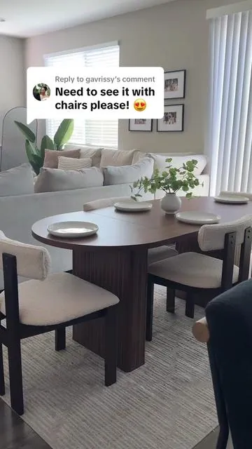 Replying to @gavrissy  the table with chairs! 🥰✨  #tiktokshop #spotlightfinds #tiktokshopjumpstartsale #ovaldiningtable #diningtable #table #diningroom #furniturefinds #homedecor 