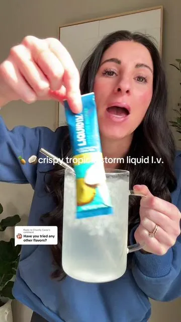 Replying to @Chantly Caree Did somebody say tropical storm @Liquid I.V. ?! This flavor takes me on a vacation and I am obsessed 🥥🍍 #liquidiv #pinacolada #hydration #electrolytes #healthgoals #waterchallange 