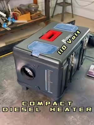 The smallest 8KW diesel air heater I’ve seen. Hcalory compact toolbox. Comes with 110V and 12V plug with quick disconnect. #diesel #heater #110v #heat 