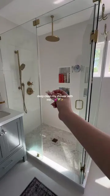 Deep clean my shower with me with the cutest scrub brush 🫧💕🧚✨ Has all the attachments to tackle the different surfaces plus it’s the perfect shade of pink 🌸💞🎀 #shower #showerclean #showercleaning #deepclean #CleanTok #cleanwithme #asmr #asmrcleaning #cleaningmotivation 