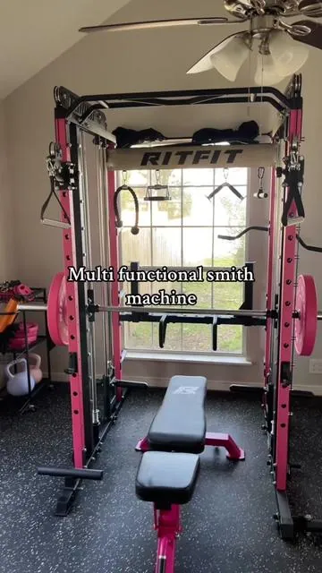 I can do almost anything on this!! Best investment EVER!!! #smithmachine #pink #MultifunctionalSmithMachine #HomeGym #Garagegym #HomeGymEquipment ##pinksmithmachine##gymrat##pinkgymequipment##ritfit