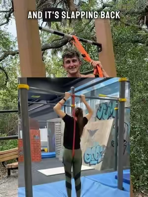 Protect your privates 🤣 Do assisted pull ups in a safe and effective way with this band! #pullups #gymfail 