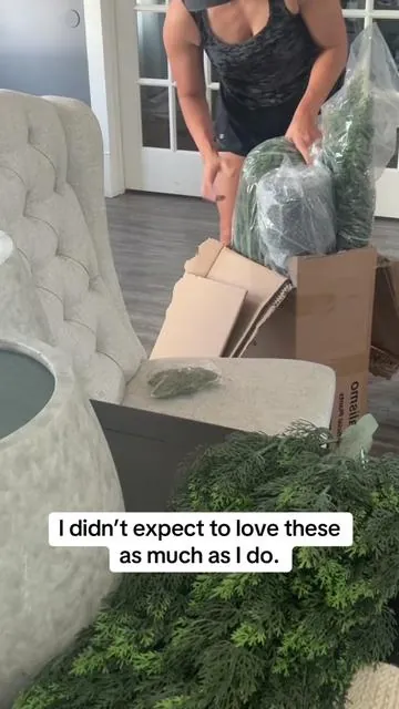 I just opened the box and these artificial cedar trees are already giving luxe landscaping vibes. Super full, realistic, and no mess. I haven’t even put them outside yet and I’m already impressed. #FrontPorchDecor #backyardplants #outdoorplants  #ArtificialPlants  #OutdoorDecor  #Porchdecor