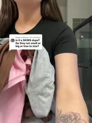 Replying to @Marcia <3  Absolutely YES!!! Love these dupes. #tiktokshop #tiktokshopspringglowup #basictee #momoutfit #tees #casualfit #style #momfit #momlife #fyp #skimsdupe 