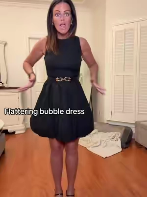 Bubble dress perfect for graduation, party, wedding guest. Very comfortable and true to size. Wearing a small (5'3 size 4/6) #tiktokshopcreatorpicks #springtok #springdress #blackdress #weddingguestdress #graduationdress 