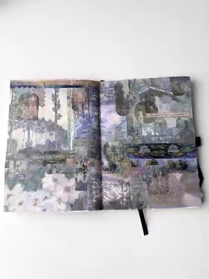 Impressionism style collage spread asmr #washitape #washi #asmr #stickers #collage #junkjournal #junkjournaling #scrapbook #creativejournaling 