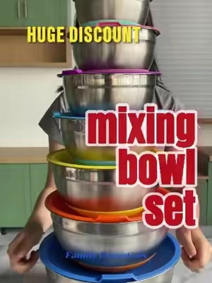7 piece bowl set with lids for $17 right now on the TikTok shop!#tiktokshopmothersday #mothersdaygift #mixingbowl #bowlset #stainlesssteel #stainlesssteelmixingbowls #kitchenbowl 