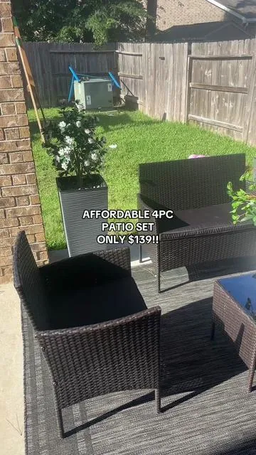 Elevate your Backyard with this Stunning AFFORDABLE 4PC Patio Set! Selling Fast! #patioset #patiofurniture #outdoorliving #furniture #homedecor #porchfurniture #backyard 