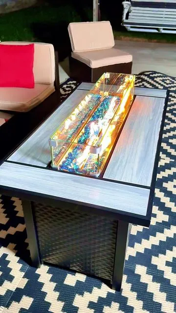 Propane Patio Fire Pit Table 50,000 BTU with Glass Wind Screen and Center Cap #firepit #patiofirepit #gasfirepit #outdoorfurniture #outdoorlife #tiktokshopcreatorpicks #tiktokshopmothersday 