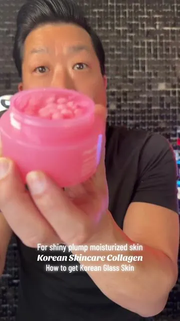 Korean skin care, pink collagen cream with niacinamide for moisturizing your skin plumping it and getting a glass glow ##koreanskincare##beauty##beautyhack##skin##akincare##face##makeup