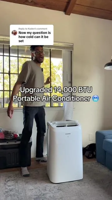 Replying to @Kaden The 14,000 BTU goes down to 61 degrees. Smaller versions can reach 62, but you feel a HUGE difference with this one. Gets cold in less than 30 seconds. It’s AMAZING. #ac #airconditioner #airconditioning #portableac #dehumidifier #portableairconditioner #summeressential #TikTokShopFathersDay #toptiermay #TikTokShopMemorialDay